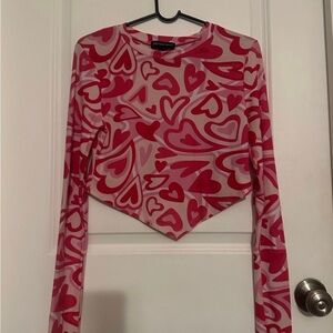 Heart Patterned Crop Top
